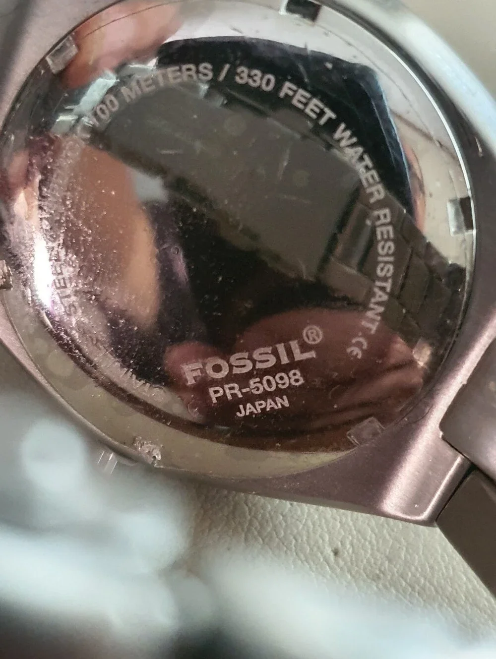 Vtg Fossil PR-5098 Silver/Blue Stainless Steel Men's Watch